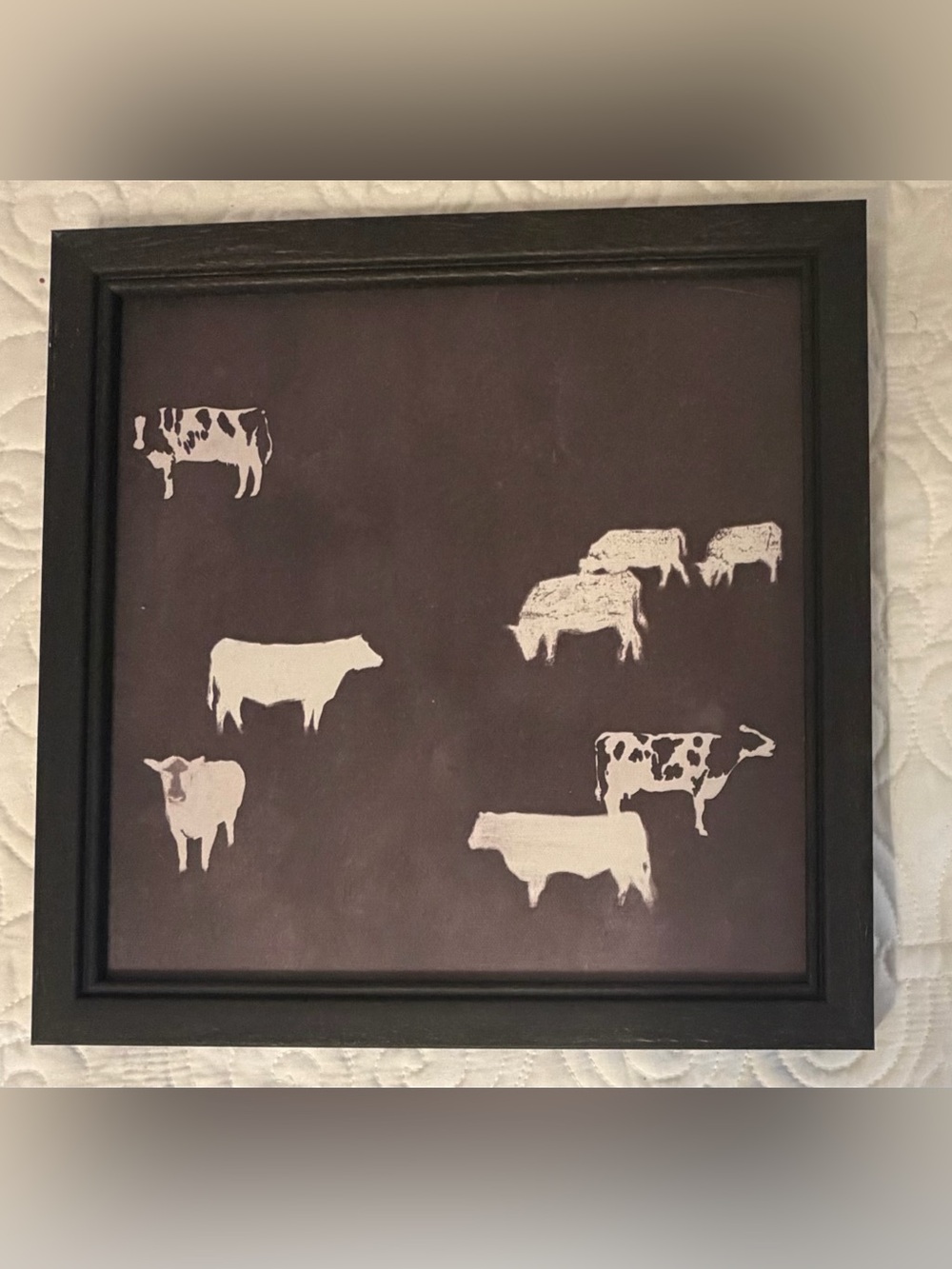 Rustic Black and White Cow Silhouette Wall Art - Home Wall Decor
